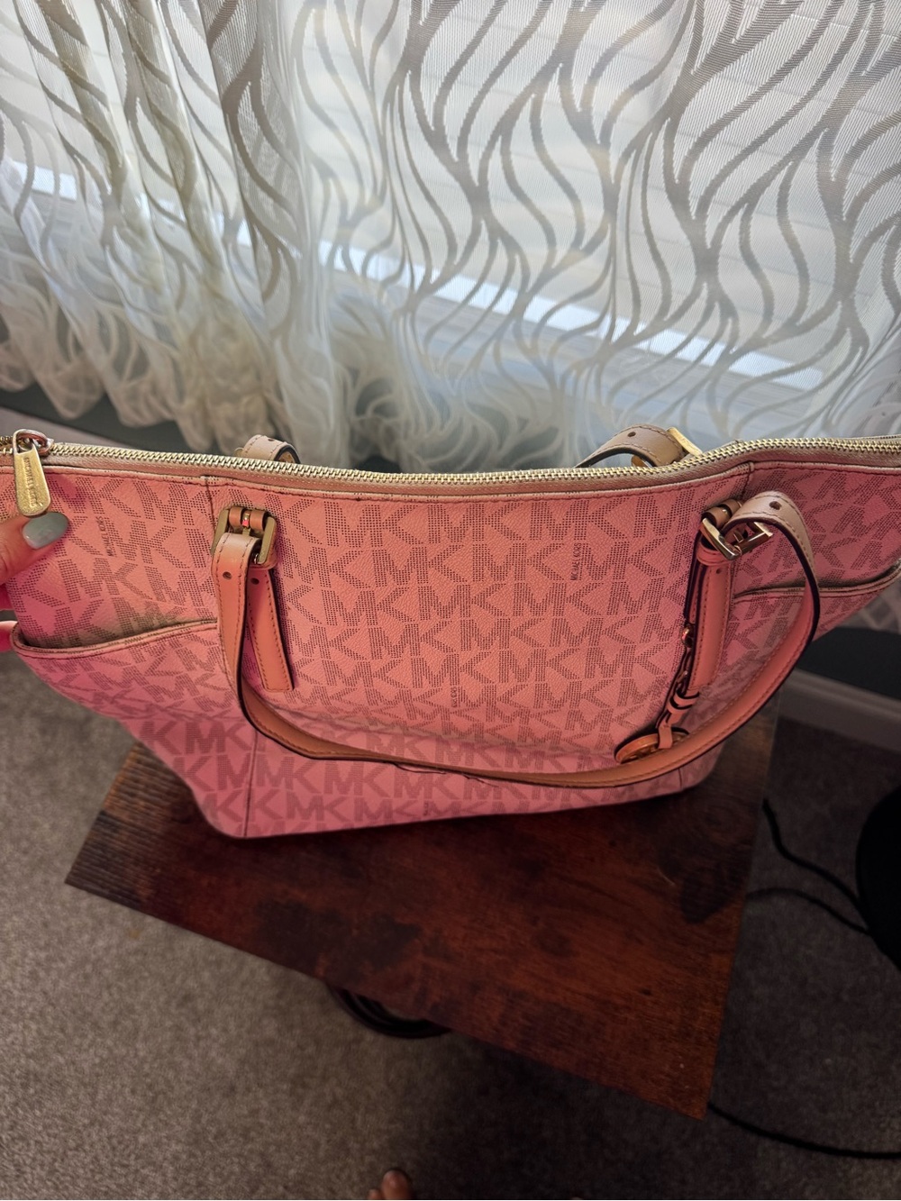 Michael Kors Monogram Canvas Tote with Gold Hardware